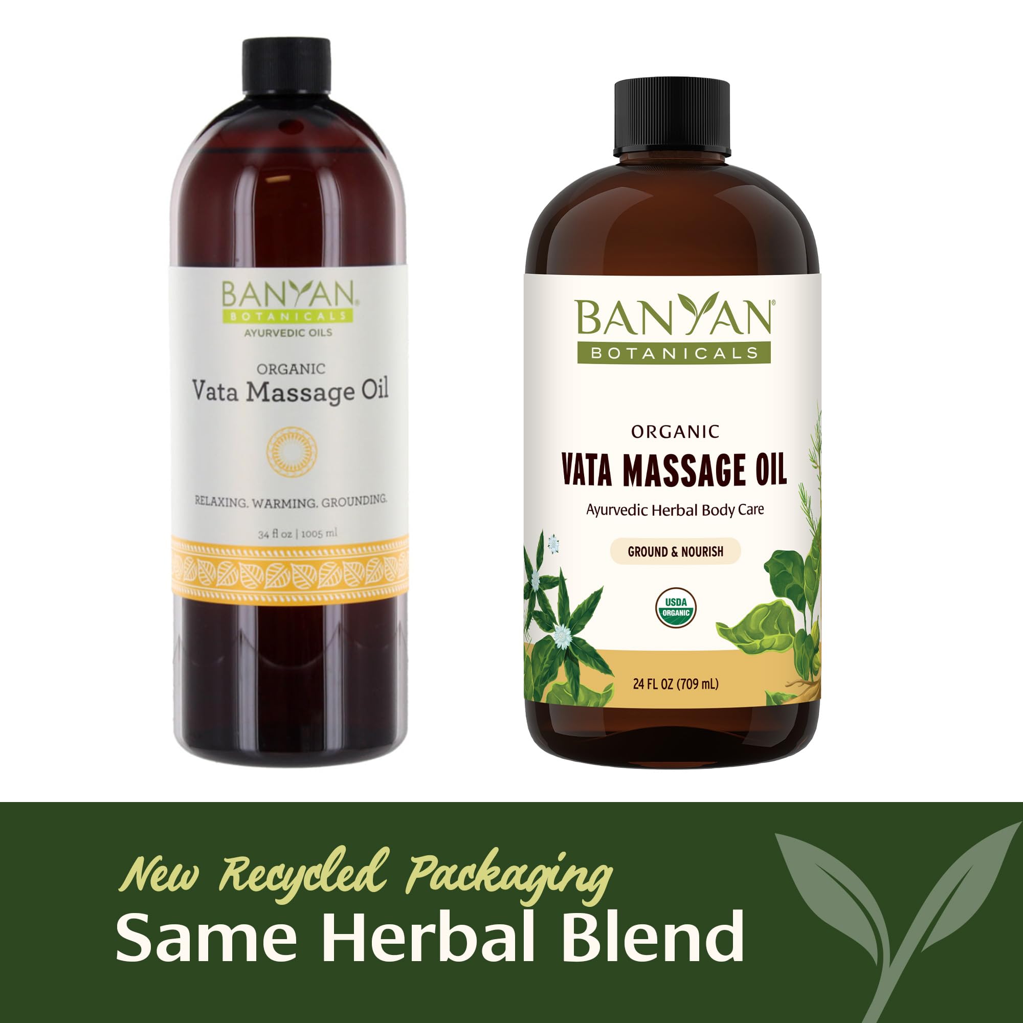 Applying Banyan Vata oil to arm for relaxing self care