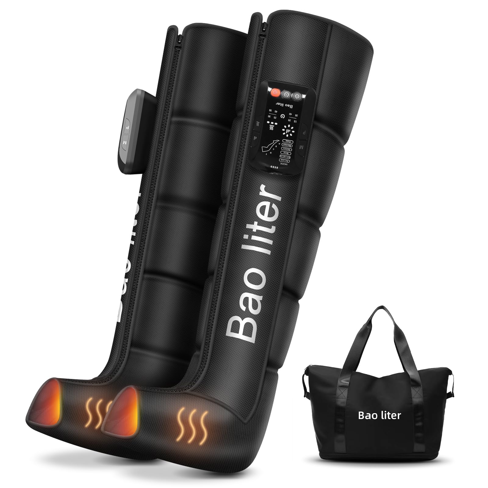 Bao liter leg compression massager boot front view showing targeted recovery