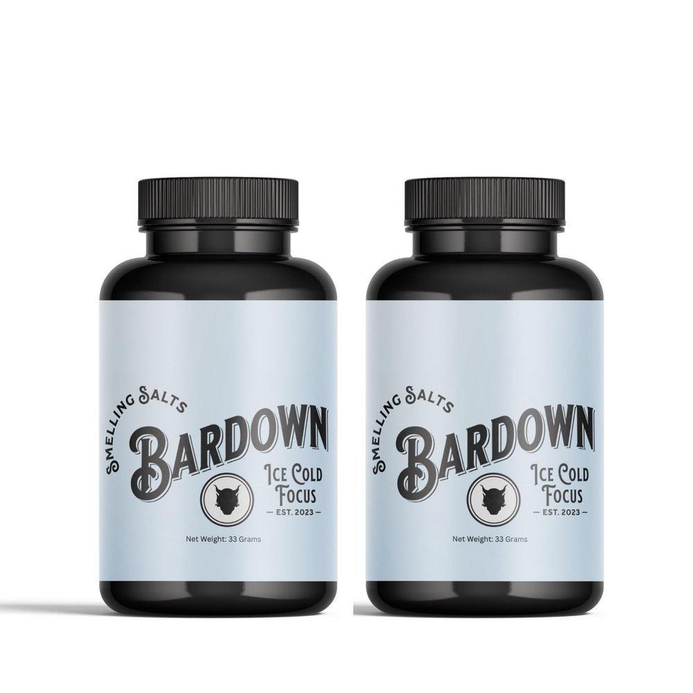 Bardown Smelling Salts Power Salts activation image showing a quick capful for sharp focus.