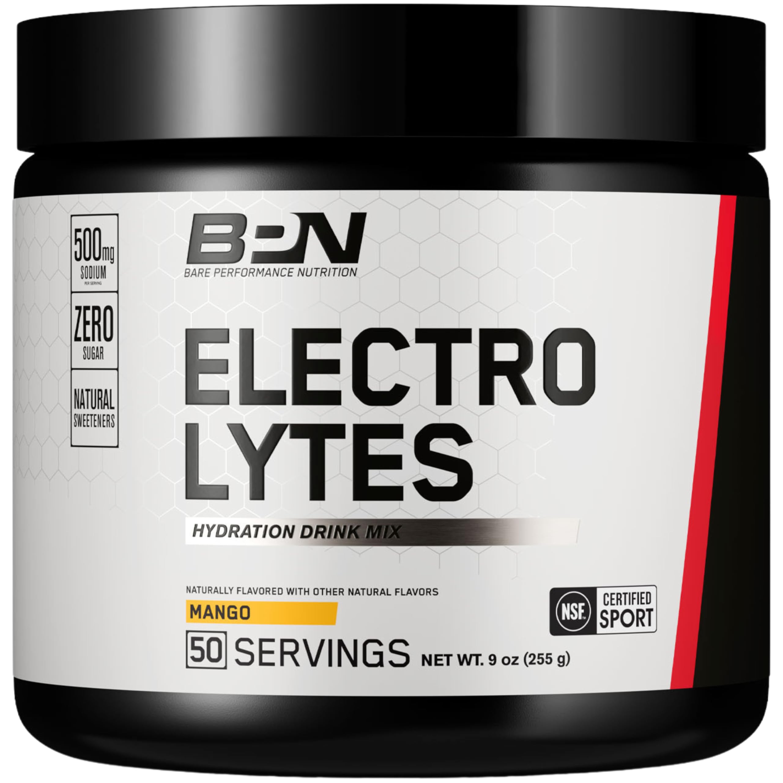 bare performance nutrition BPN Electrolytes mango bottle highlights sugar-free hydration for workouts