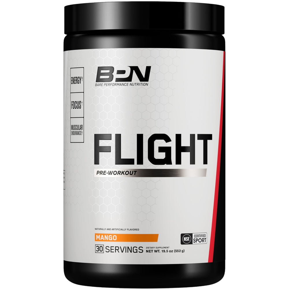 Bare Performance Nutrition BPN Flight front label signaling energy and focus potential.