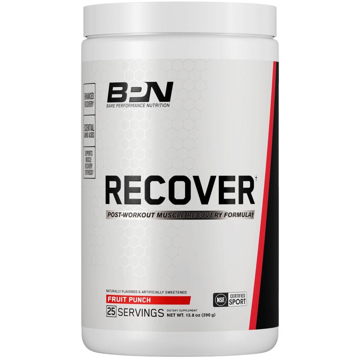 BARE PERFORMANCE NUTRITION BPN Recover bottle front for post-workout recovery