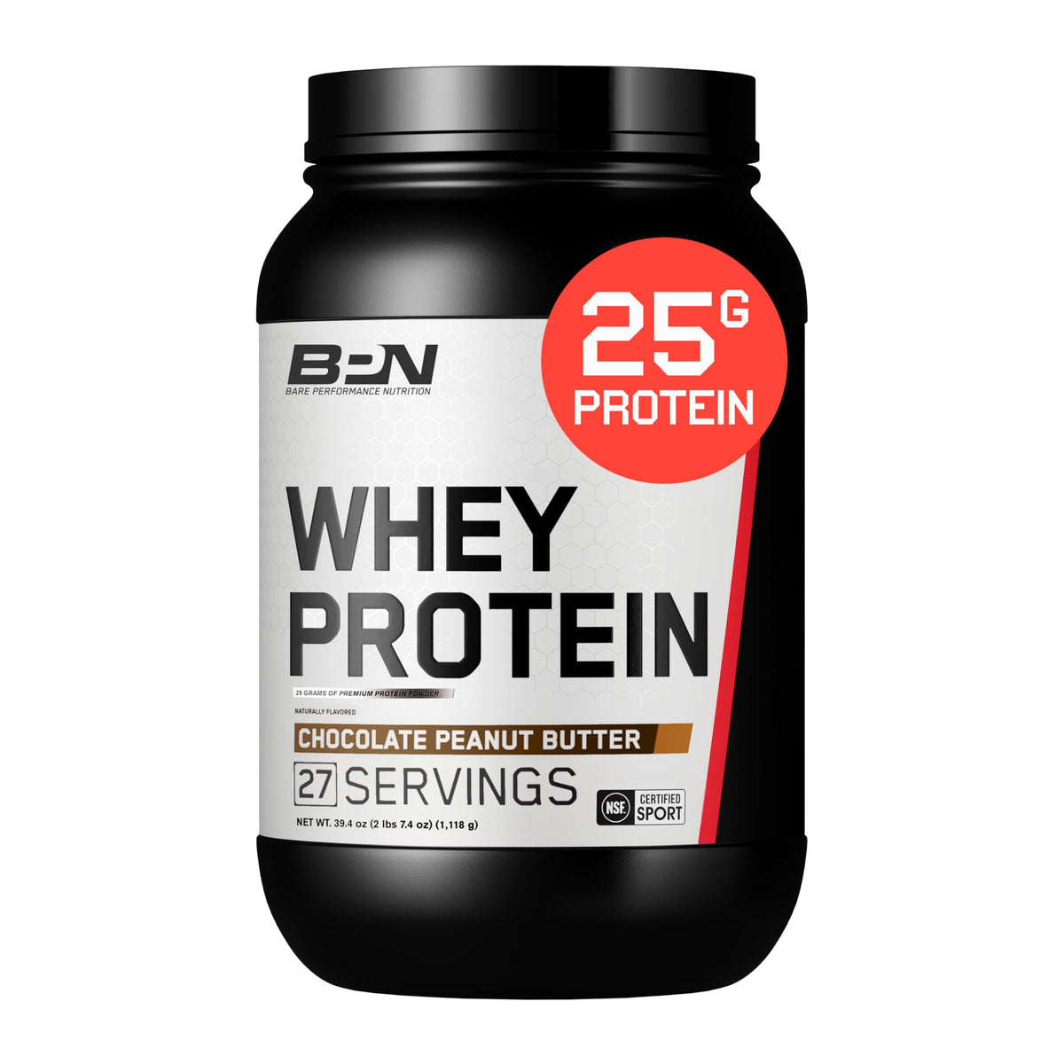BARE PERFORMANCE NUTRITION BPN Whey Casein Chocolate Peanut Butter bottle promotes convenient protein recovery.