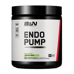 BARE ENDOPUMP bottle front view shows caffeine-free pre-workout for pump-focused workouts.