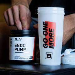 BARE ENDOPUMP branding and motto Go One More inspiring workouts.