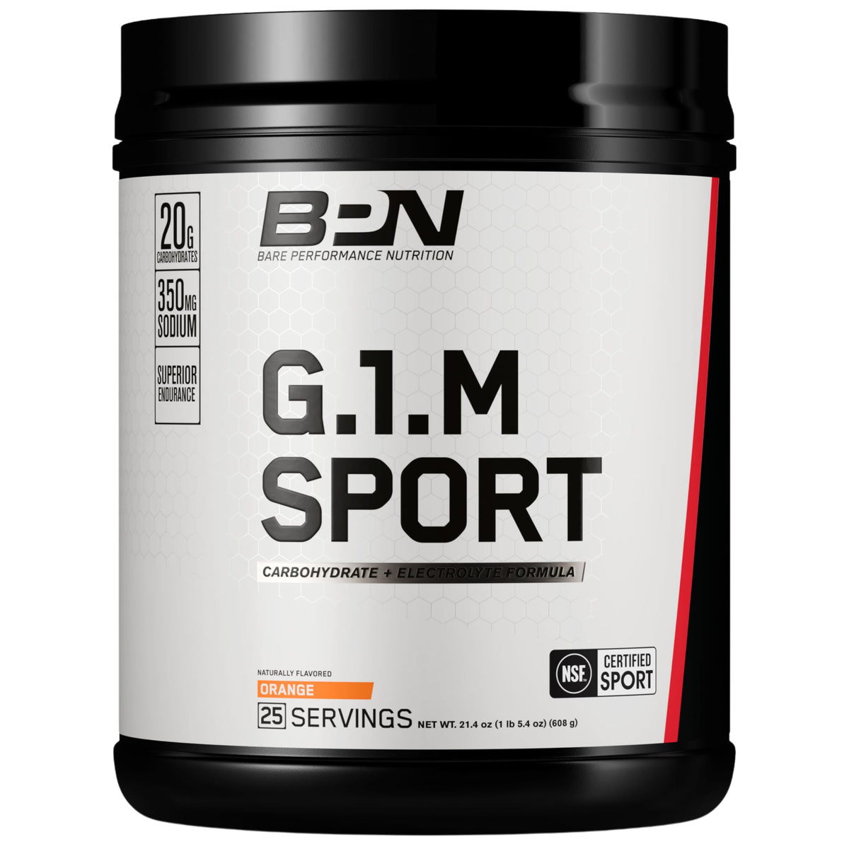BARE PERFORMANCE NUTRITION G1.M orange-tub shows endurance fuel for training sessions.