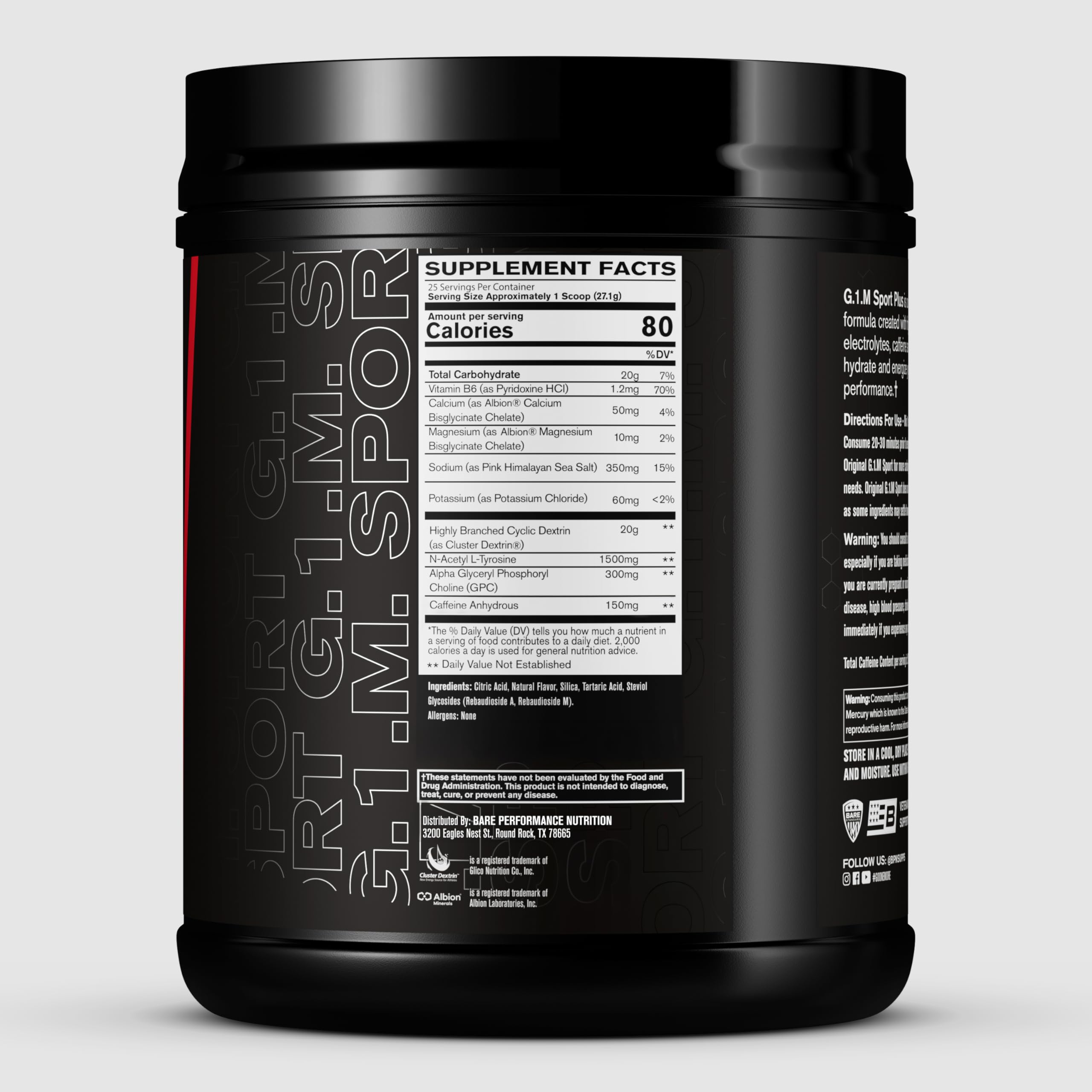 Bare Performance G1M Sport+ Lemon Lime scoop beside tub ready to mix for energy