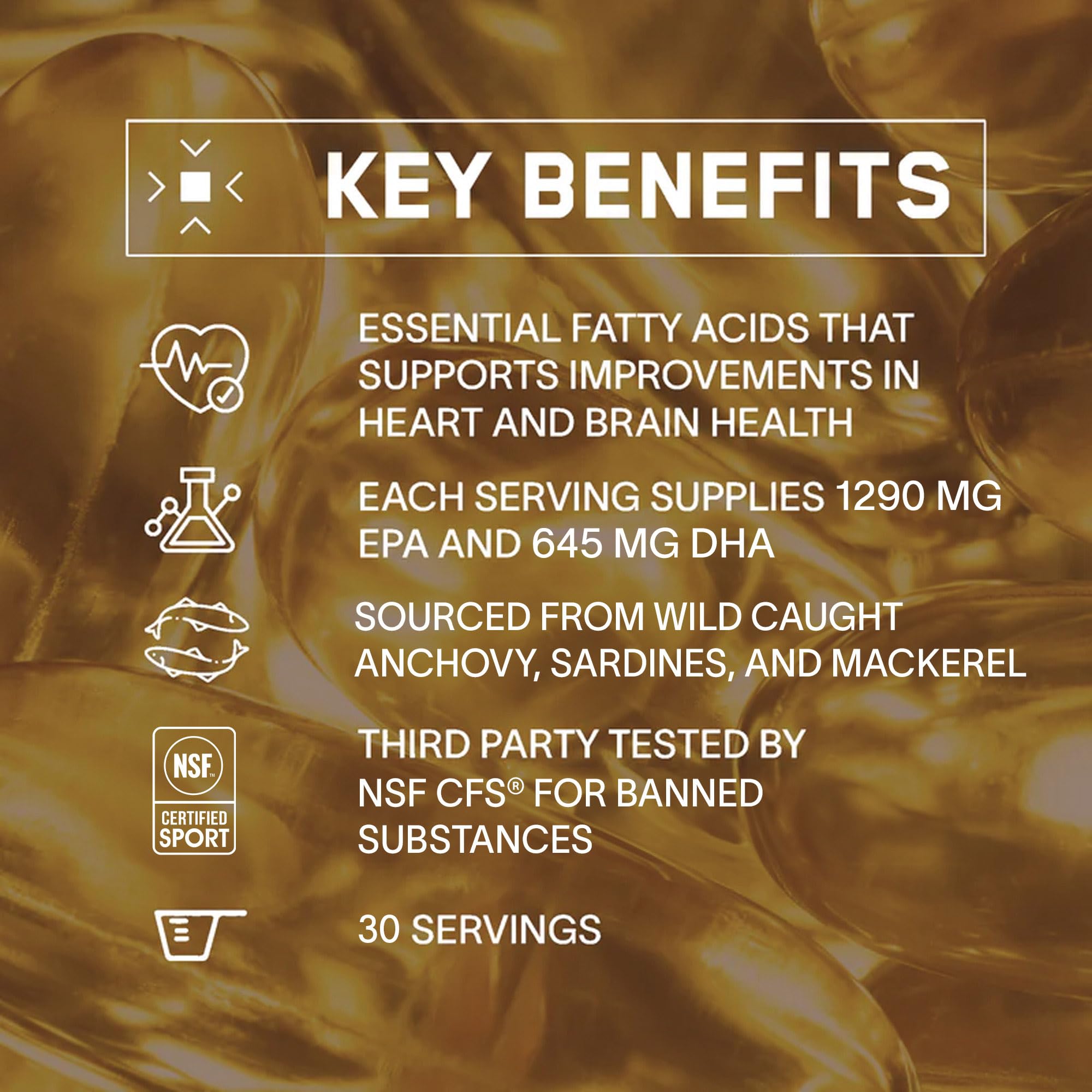 BARE PERFORMANCE NUTRITION Omega Fuerte etiqueta IFOS – certificación de control de calidad.