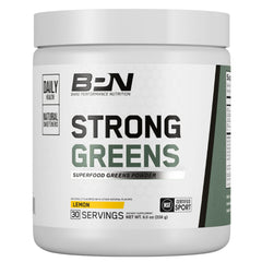 BARE PERFORMANCE NUTRITION Strong Greens Lemon bottle ready for your daily energy boost