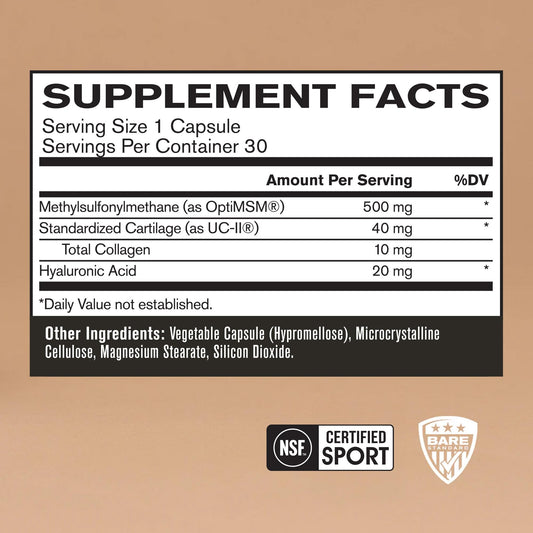 BARE PERFORMANCE NUTRITION Strong Joints capsules ready for daily joint comfort use.