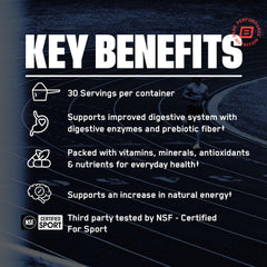 BARE PERFORMANCE NUTRITION digestive enzymes label emphasizes easier digestion after meals.