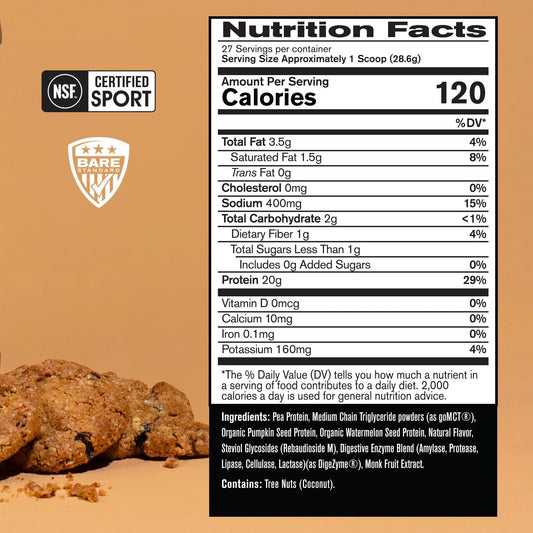 Scoop of Bare Performance Nutrition vegan protein powder blending smoothly for easy mixability.