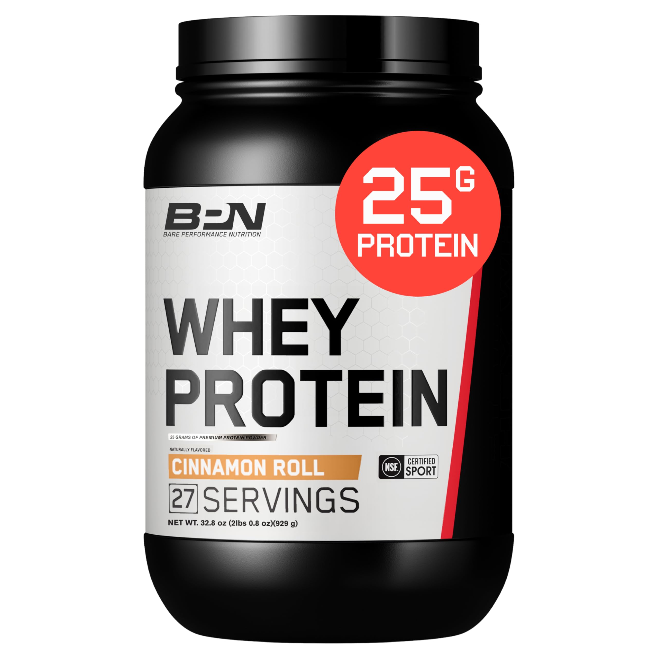 BARE PERFORMANCE NUTRITION Cinnamon Roll shake prepared, 25 g protein per serving for lean recovery
