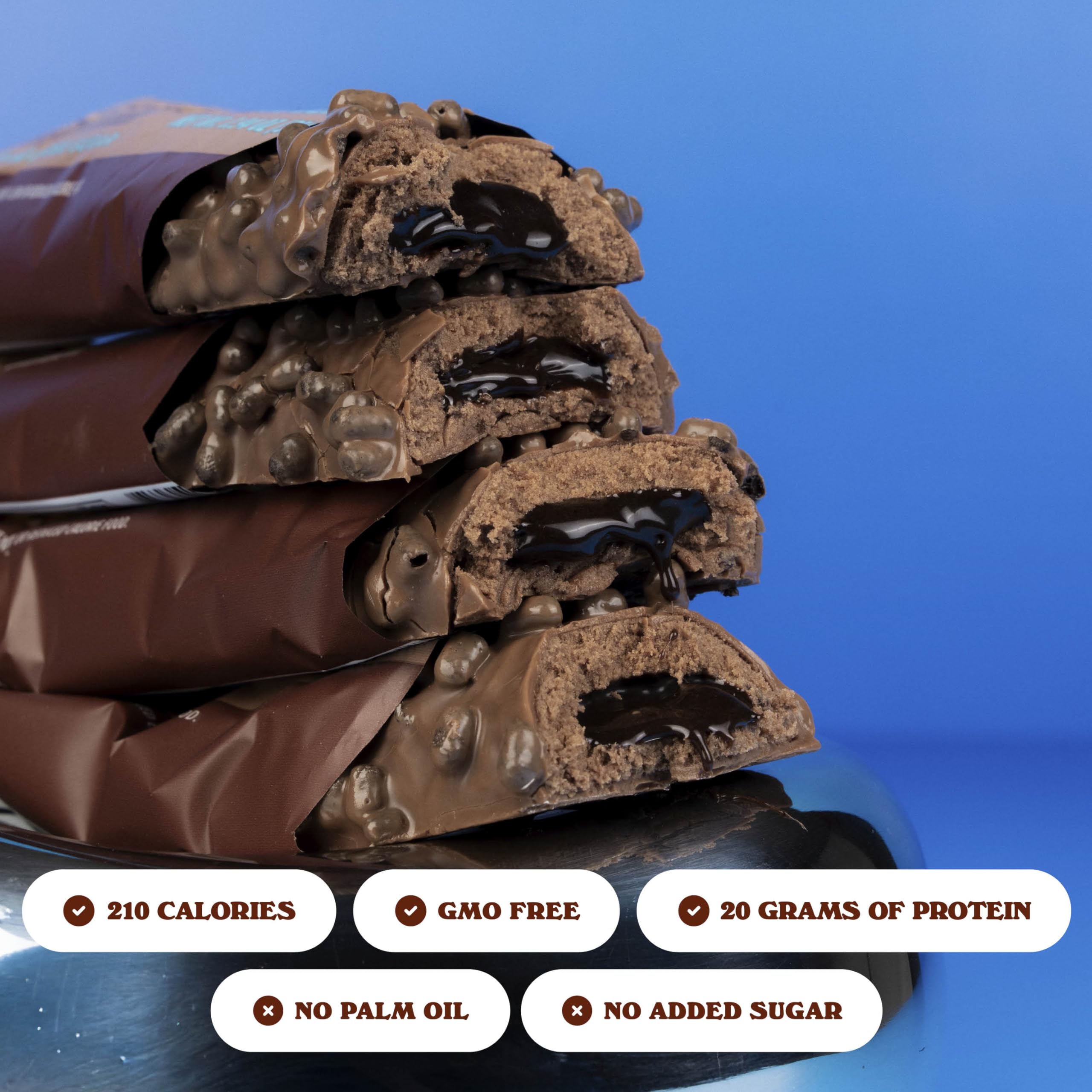 Barebells Brownie Batter Bar gooey center highlighted for satisfying treat.