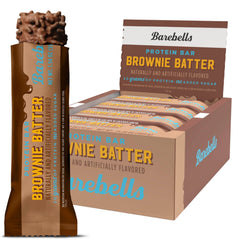 Barebells Brownie Batter Bar packaging ready for on-the-go snacking.