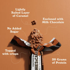 Barebells Cookies and Caramel bar shows soft texture and dessert-like feel.