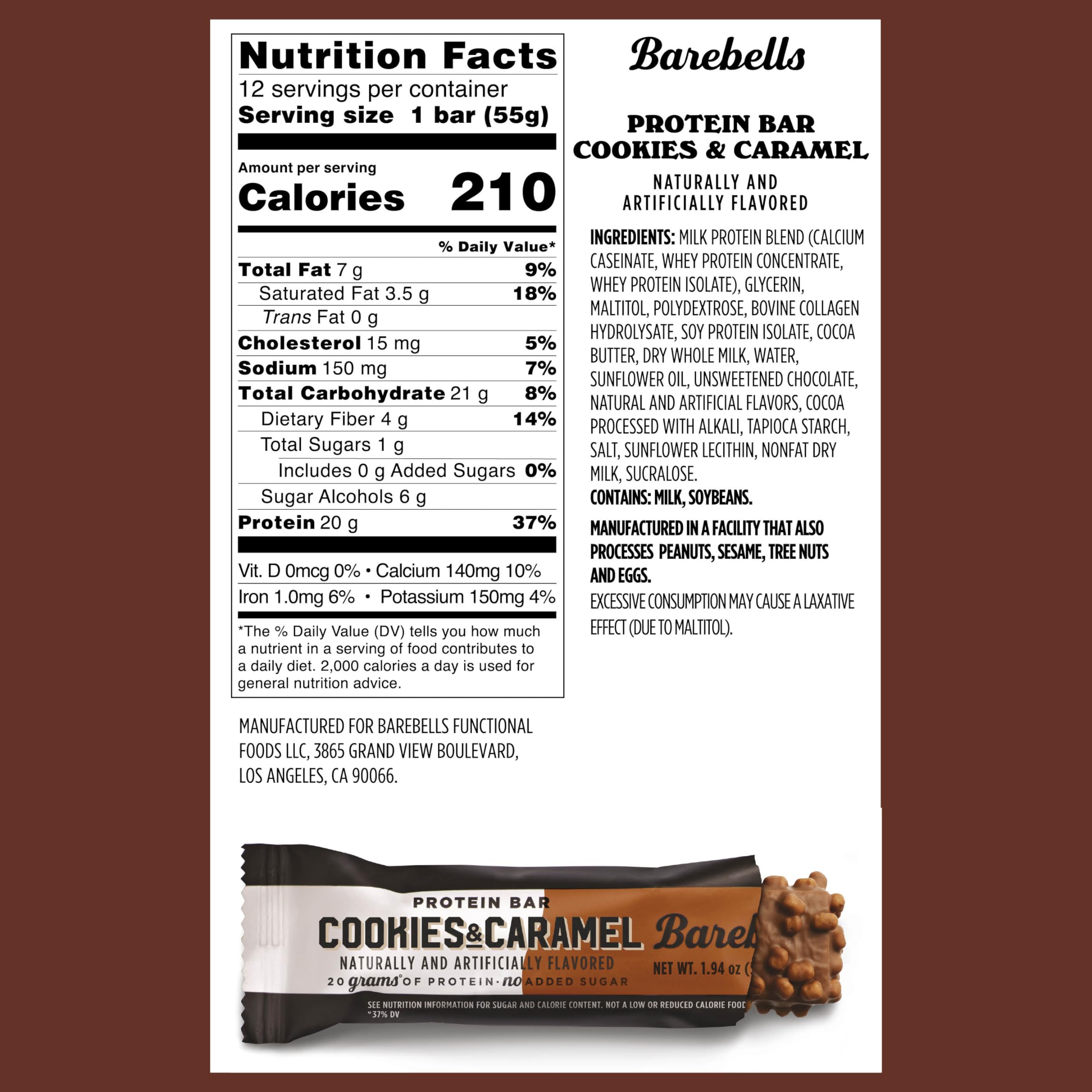 Barebells Cookies and Caramel bar wrapper, portable protein treat