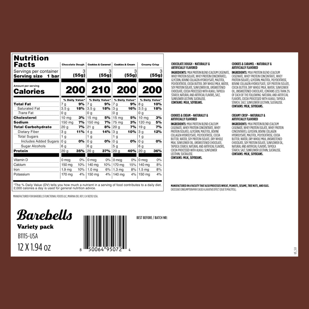 Barebells Cookies & Cream bar close-up, creamy texture and protein boost.