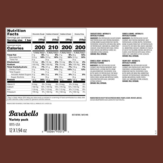 Barebells Cookies & Cream bar close-up, creamy texture and protein boost.