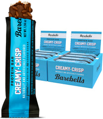 Barebells Creamy Crisp bar boxed for two-pack, convenient snack on the go