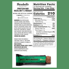 Barebells Hazelnut & Nougat bar close-up texture shows creamy nougat.