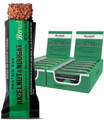 Barebells Hazelnut & Nougat bar side view for grab-and-go protein.