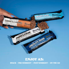 Barebells on-the-go snack pack displayed, ready for pre/post-workout fueling.