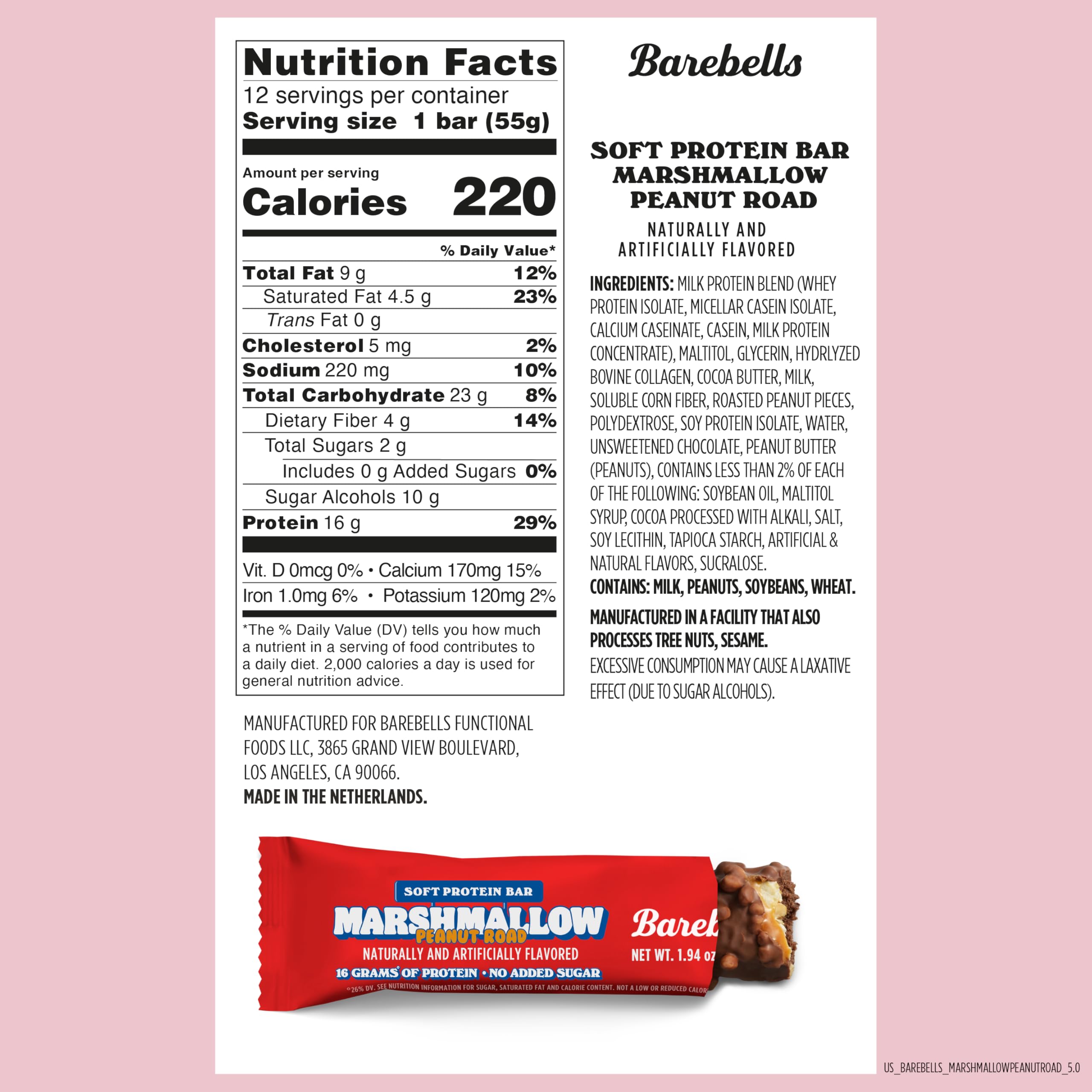 Barebells Soft Protein Bar Marshmallow Peanut Road caramel drizzle enhances snack satisfaction