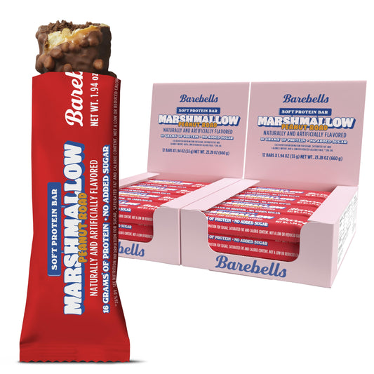 Barebells Soft Protein Bar Marshmallow Peanut Road center texture for a quick protein boost
