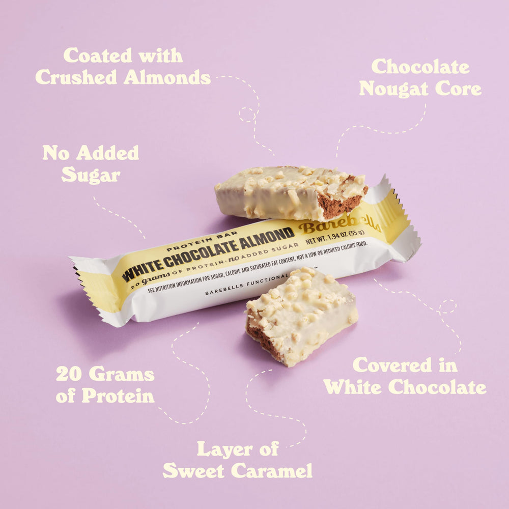 Barebells bar displayed in a bag for convenient on-the-go snacking