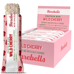 Barebells Wild Cherry pack of 12 bars for convenient on-the-go snacking.