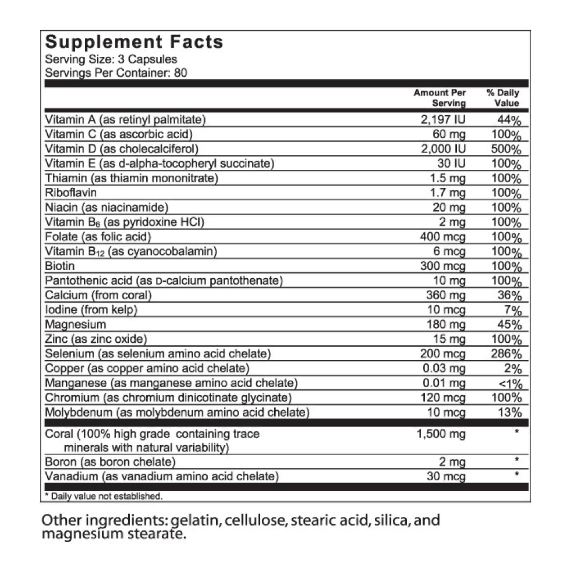 Barefoot Coral Calcium Complete bottle side label highlights Vitamin D3 and magnesium benefits.