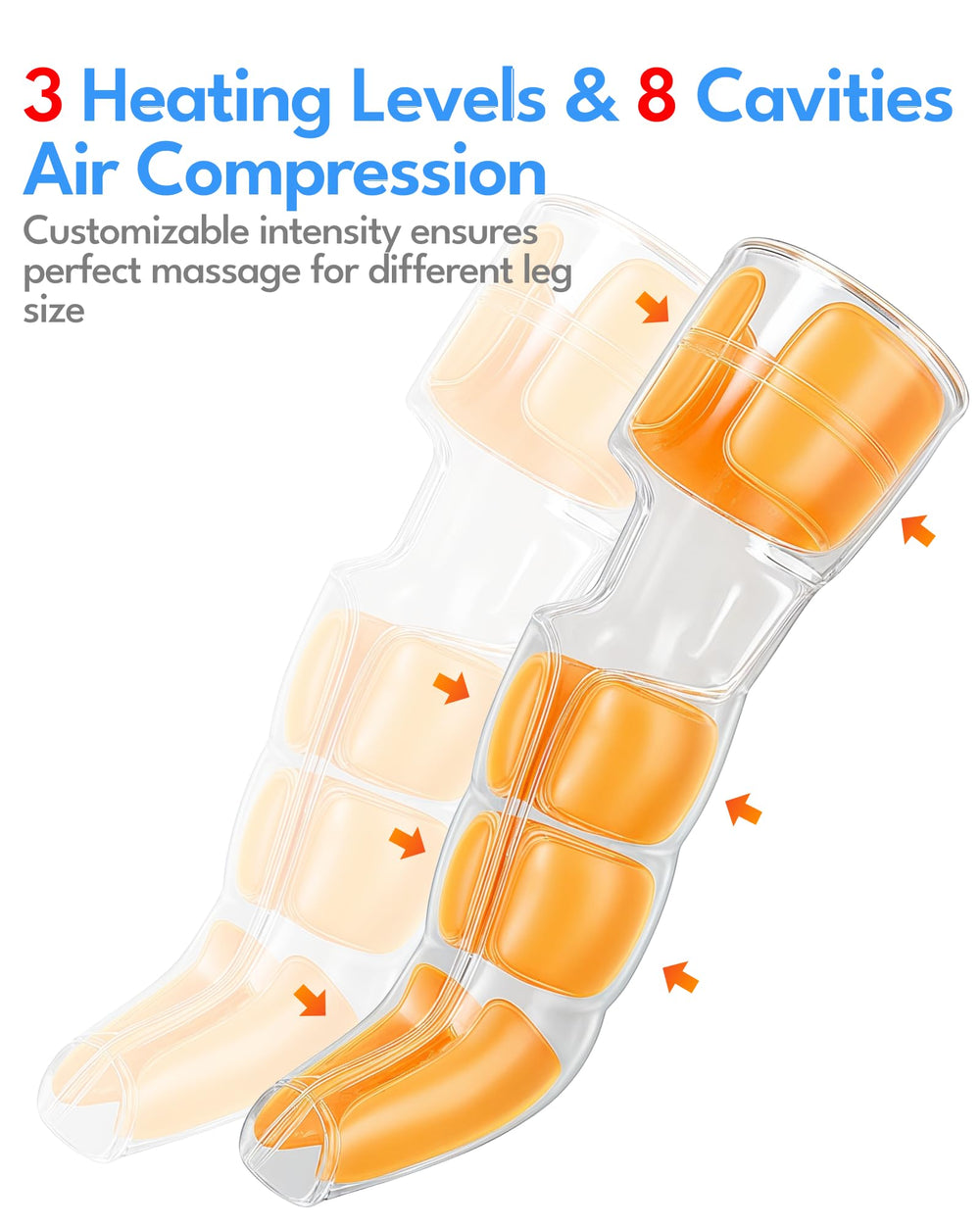 Baregamyan leg massager with memory and auto shut-off for safe use.