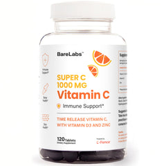 BareLabs Time Release bottle pour showing tablets for all-day immune support.