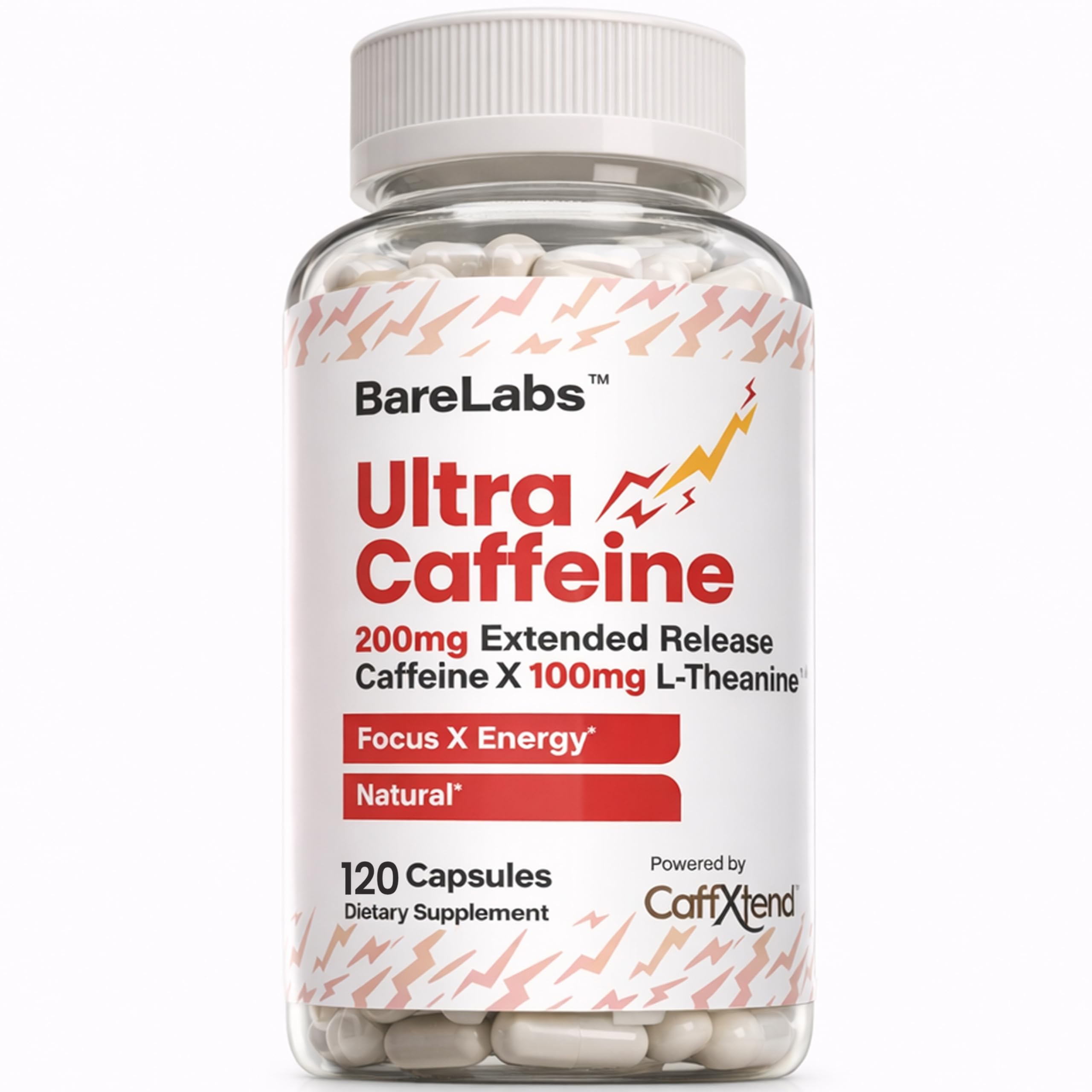 BareLabs extended-release caffeine pills front view for steady daytime energy