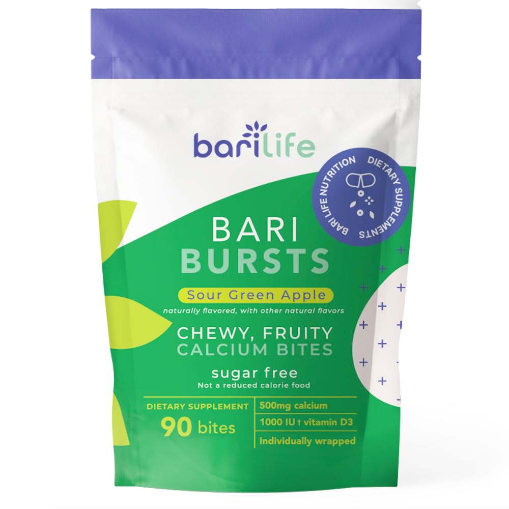 BariBurst calcium bites package highlighting bone support and grab-and-go convenience