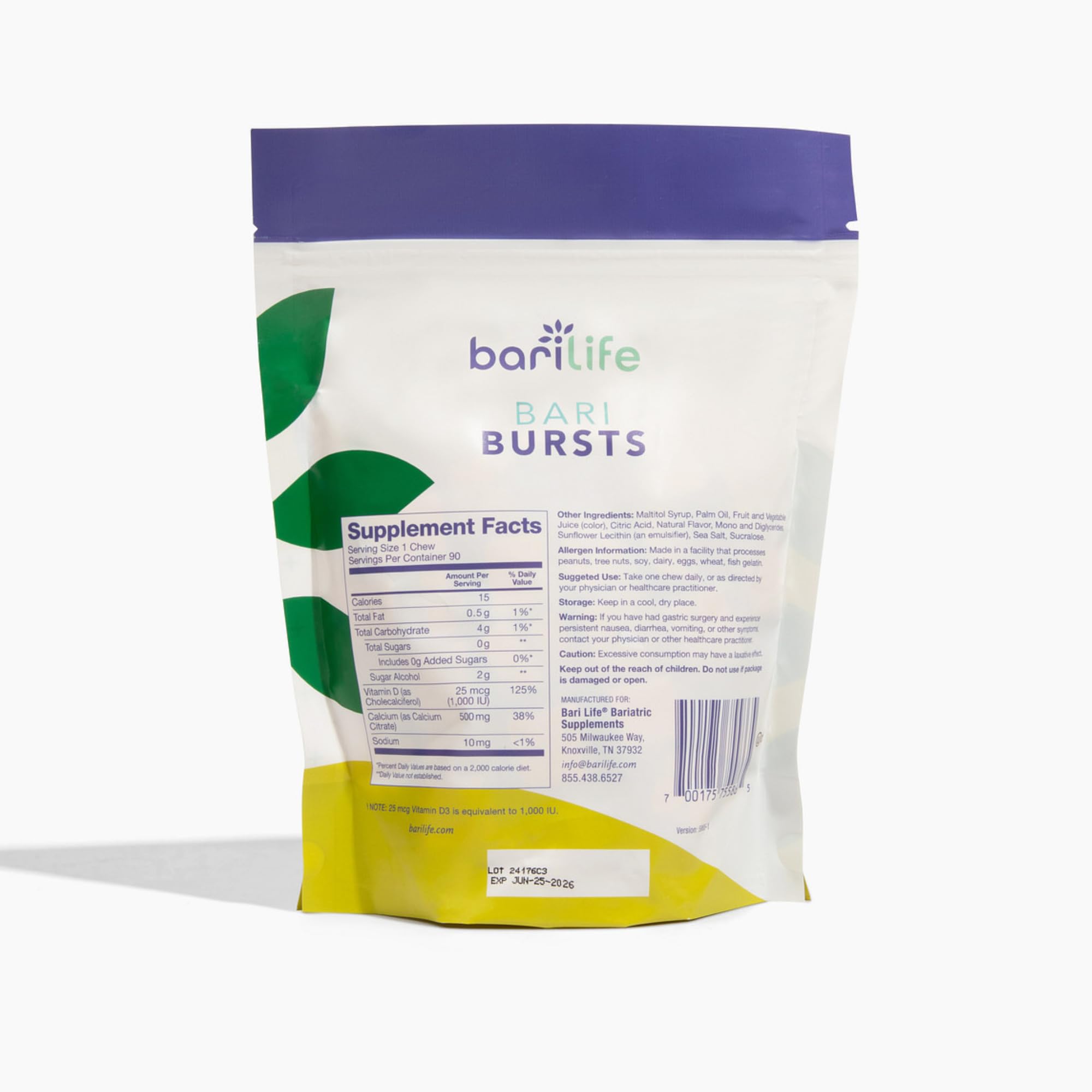 Bari Burst lemon lime packaging emphasizes grab-and-go convenience for busy bariatric routines.