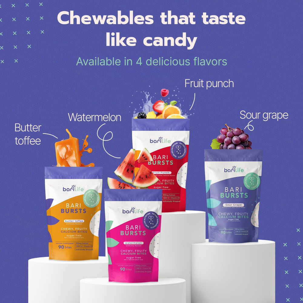 Bari Life Calcium Citrate Chews open container ready for on-the-go routines