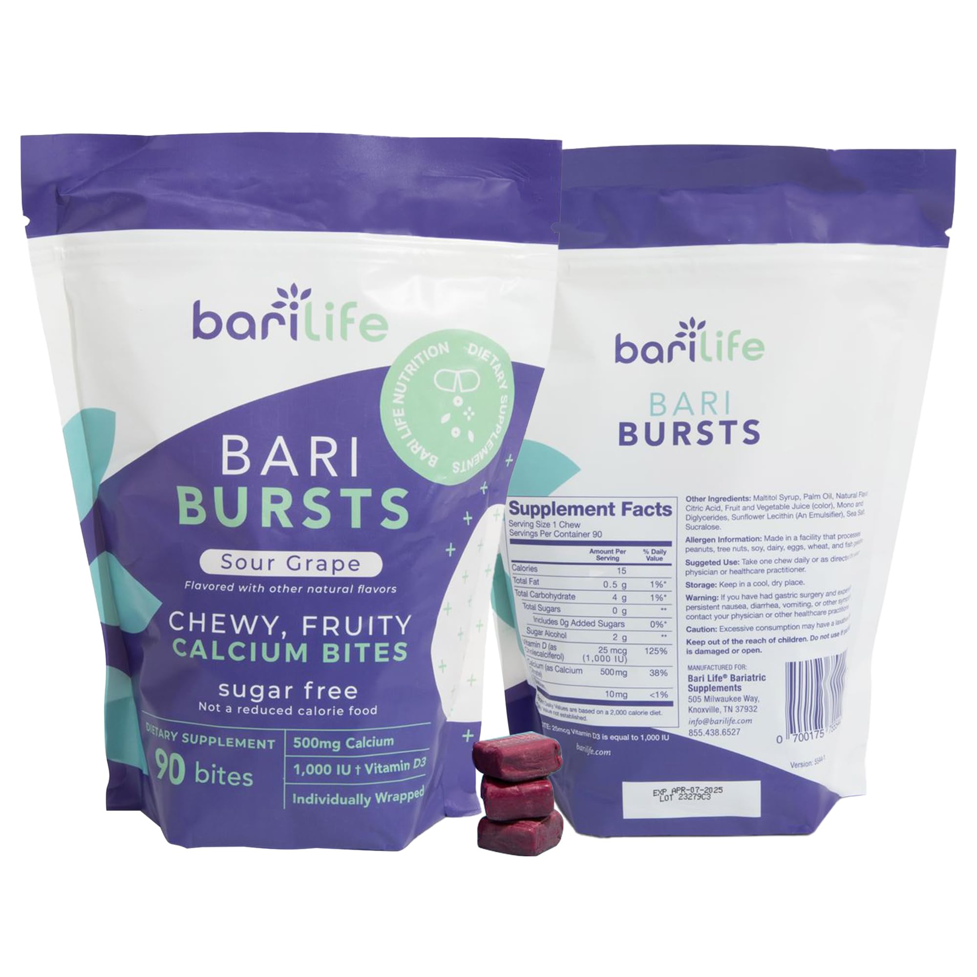 Bari Life Calcium Citrate Chews wrapped bites offer easy daily grab-and-go supplementation