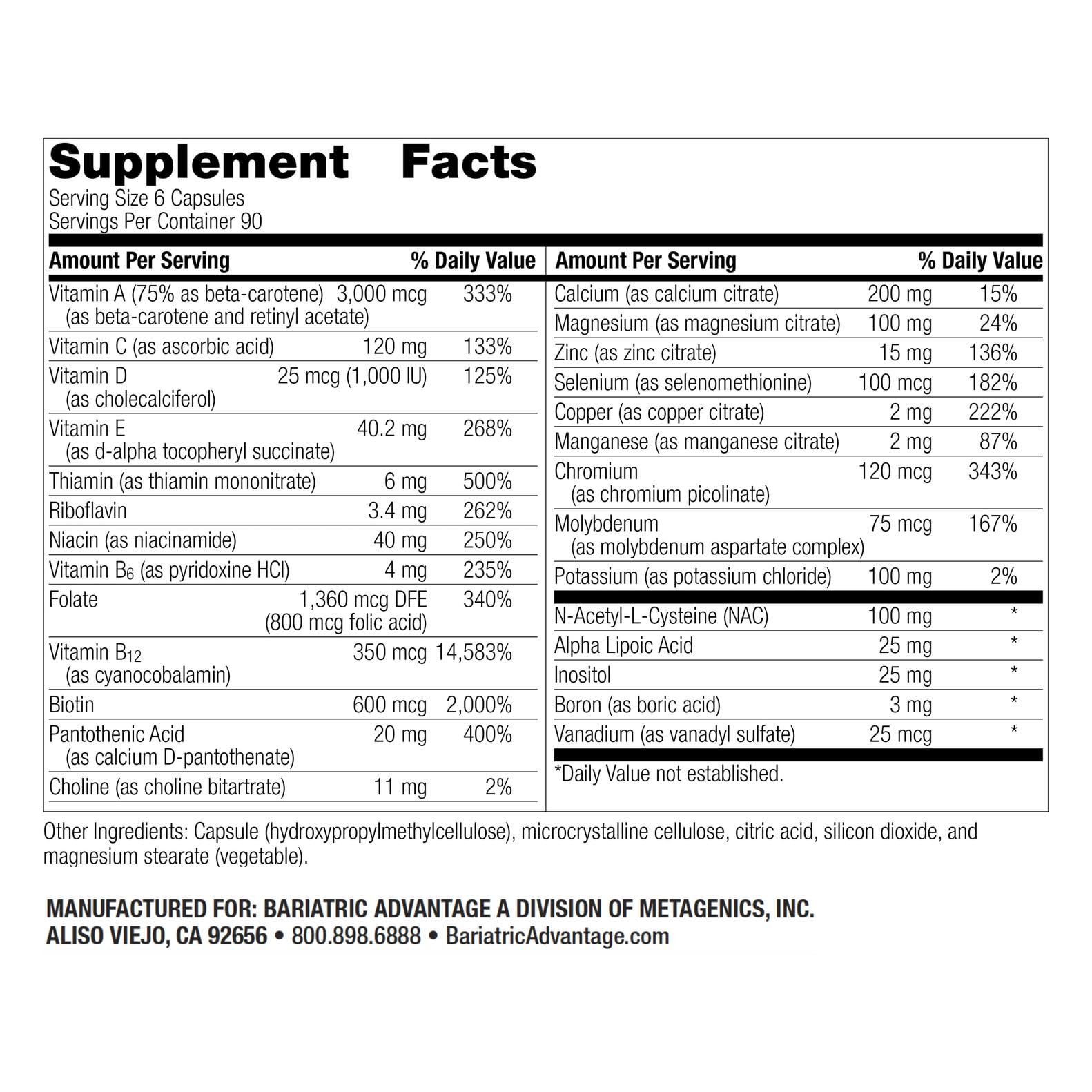 Icon illustrating Bariatric Advantage 22 essential vitamins and minerals.