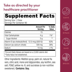 Foil-wrapped Bariatric Advantage calcium chews for sugar-free, mess-free consumption.