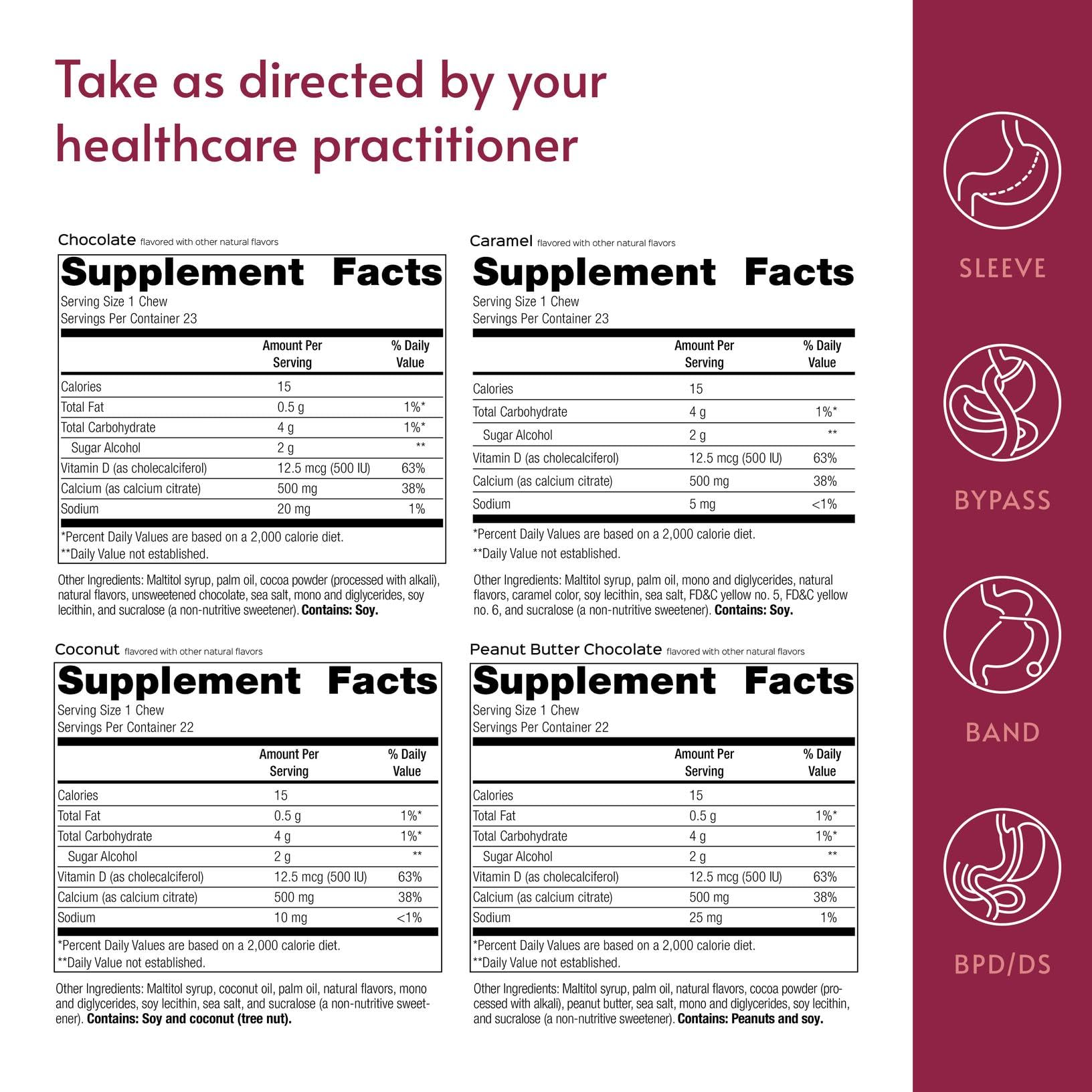 Bariatric Advantage calcium citrate chewy bites individually wrapped for portable dosing