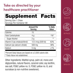 Vitamin D3 label emphasizes better calcium absorption with each chew.