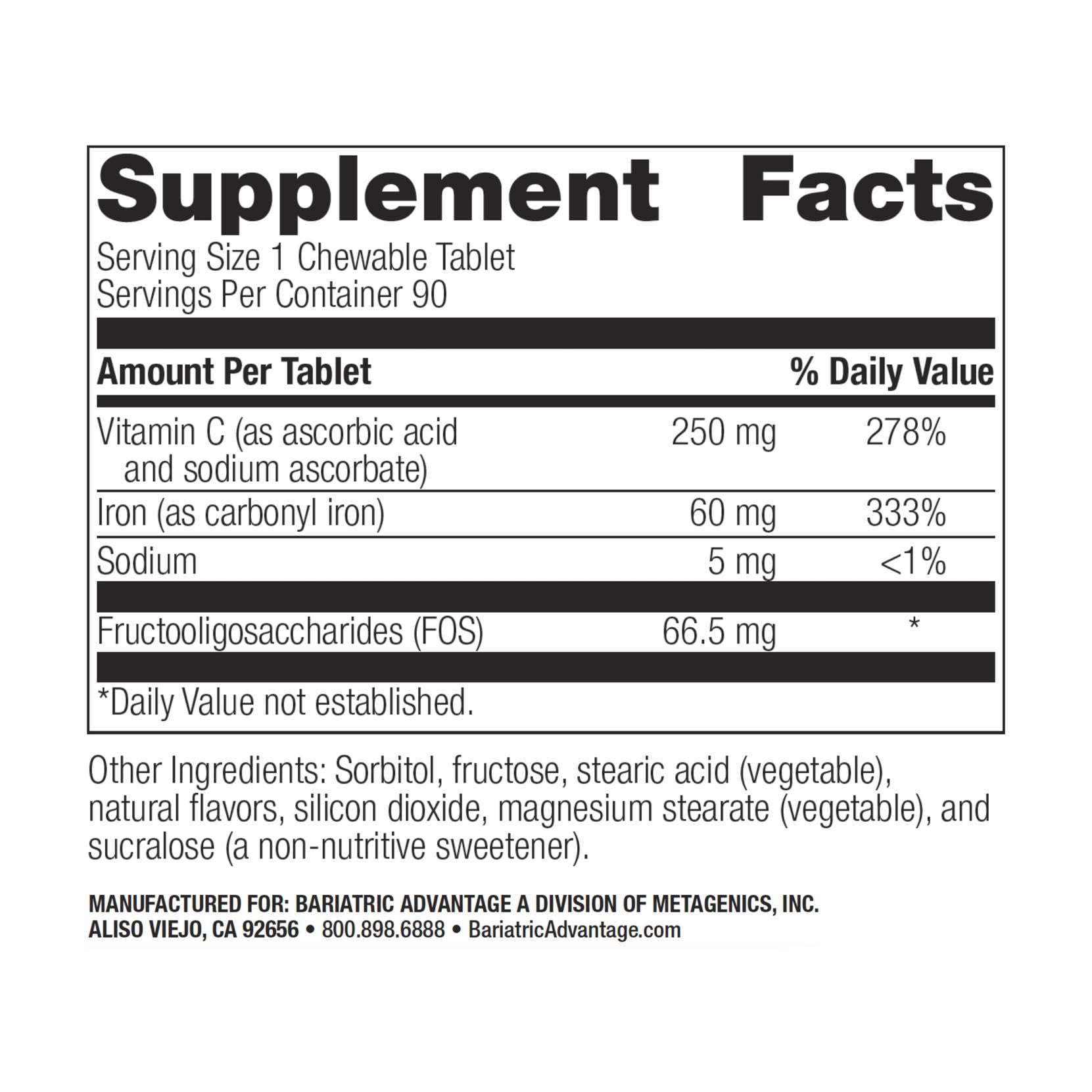 Bariatric Advantage chewable iron tablet illustrating easy digestion.