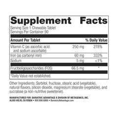 Bariatric Advantage chewable iron tablet illustrating easy digestion.