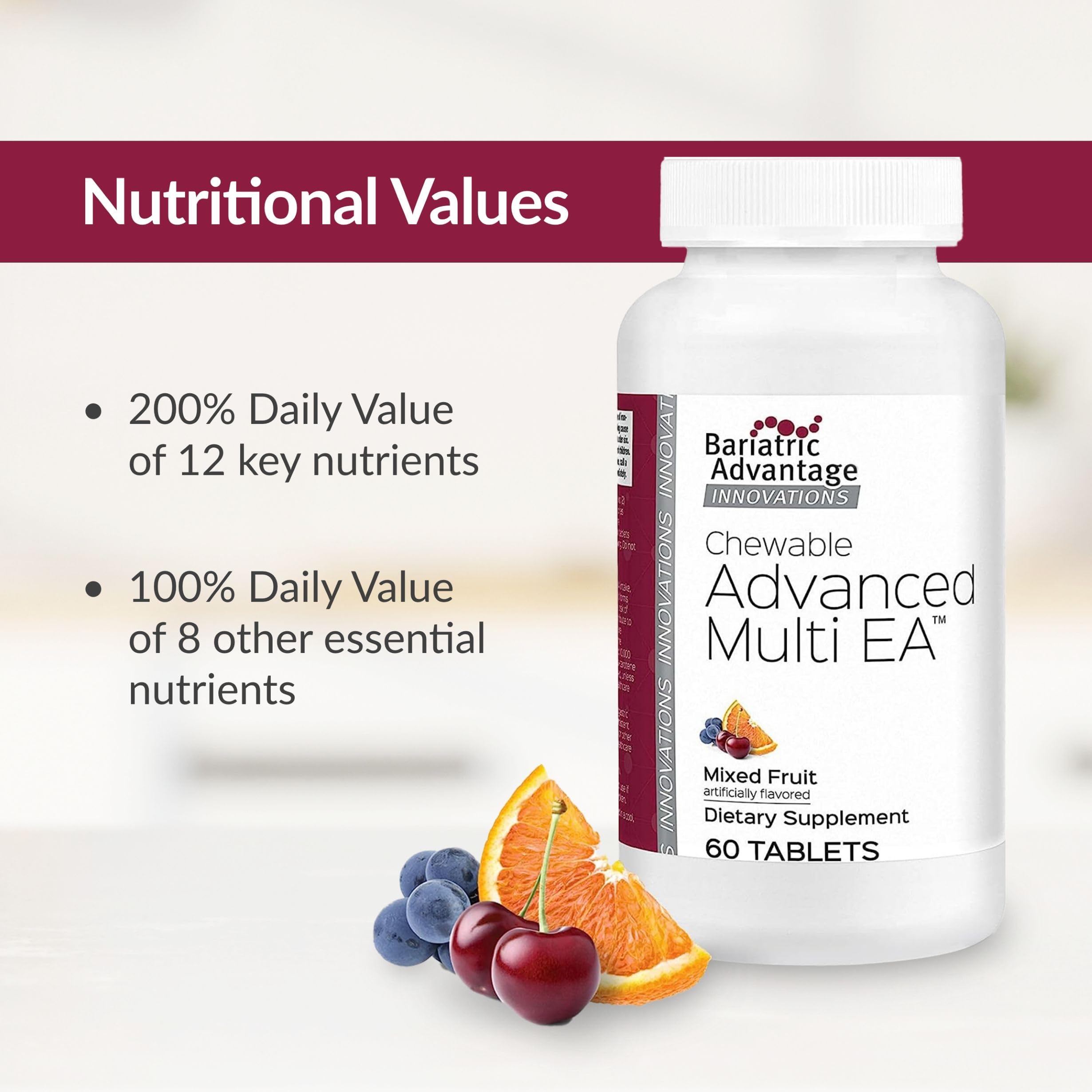 Bariatric Advantage strawberry-flavor chewables for a pleasant daily health routine.
