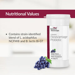 Chewable grape flavor makes daily intake easy and pleasant.