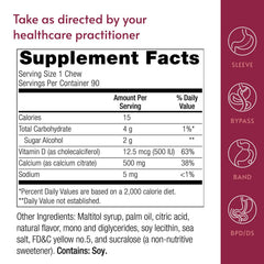 Bariatric Advantage lemon-flavored chews, flavor and digestibility highlighted.