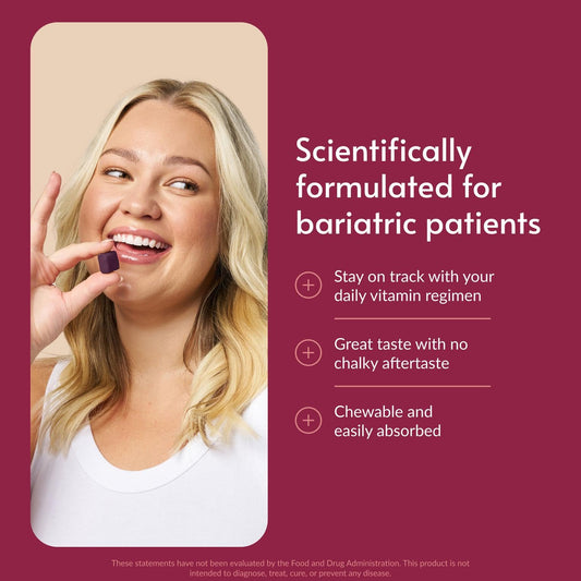 Close-up of Bariatric Advantage chews showing soft texture and grape flavor.