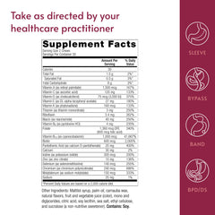 Nutrition facts label on Bariatric Advantage Multi Chewy Bite emphasizes nutrient content.